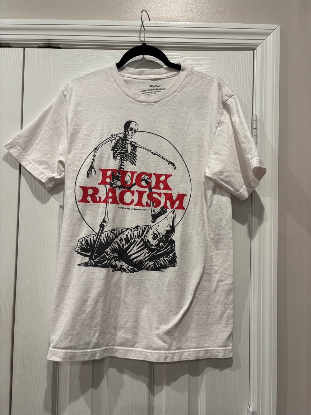 White Graphic Anti ( 'F****) RACISM' Short Sleeve T-Shirt